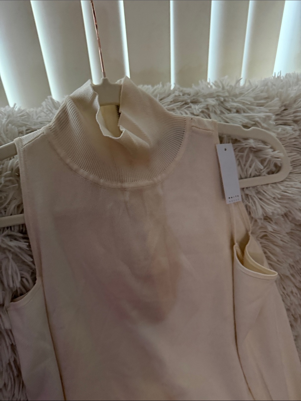 White House Black Market Cream Sleeveless High-Neck Dress